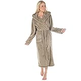 CelinaTex XS-XXXL Bademantel Kapuze Uni lang seitliche Eingrifftaschen Damen Herren Unisex Sherpa Kuschelfleece OEKO-TEX Samos