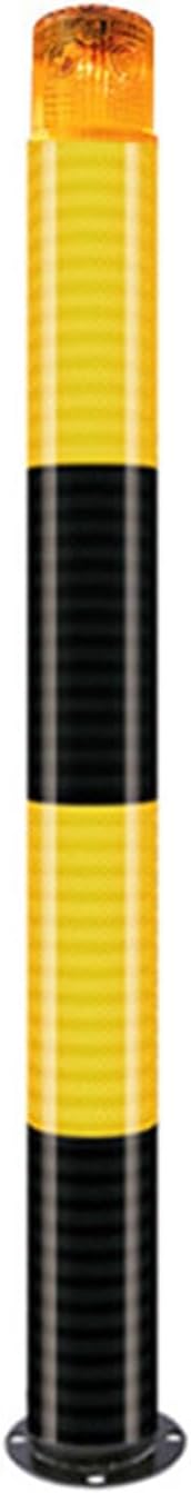 Solar Powered Steel Safety Bollard, LED Security Bollard with Reflective Strips, Metal Parking Barriers, Parking Barrier Post for Traffic Sensitive Areas(Yellow(3×31.4in))
