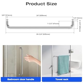 Ranbo Glass Shower Door Towel Bar 24 Inch Stainless Steel Sliding Shower Door Handle Replacement with Brushed Nickel Finish for Commercial and Residential Glass Doors