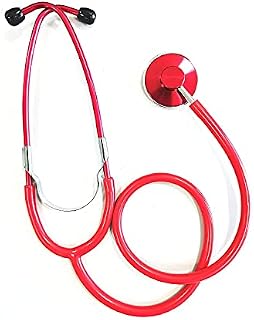 Pro Single Head Stethoscope Light weight Ideal for EMT Doctor Nurse Vet Medical Student Health Blood Stethoscope (Red)