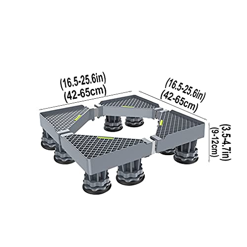 Base de Soporte de la Lavadora, 4/8 piernas Soporte de Base de la Lavadora antivibración Lavadora Ajustable Longitud/Ancho 42-65 cm Lavavajillas Altura del Stent 9-12