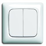 Komplett-Set Busch-Jaeger Reflex Si Abdeckrahmen Linear, 1-fach - Alpinweiß, glänzend mit Wippe, Serie + Einsatz, Wippschalter, -BUSCH-JAEGER- -weiß/blau- -Reflex SI-