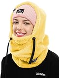 Shy Velvet Balaclava Fleece Ski Mask for Men Women Winter Face Masks Windproof Sherpa Hooded Scarf Cold Weather Hat Yellow