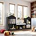 MHOM 68.9“ Kids Bookshelf with Reading Nook, Toy Storage Organizer with Seat Cushion and 7 Storage Cubbies, Wooden Kids Bookcase, Toy Organizers for Nursery, Playroom, Black