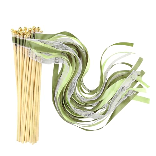 Olasfa 36 Pièces Baguette Ruban Mariage Bâton de Fée avec Cloches, Wedding Wands pour Cérémonie de Mariage, Accessoires Décoration Fête Anniversaire...