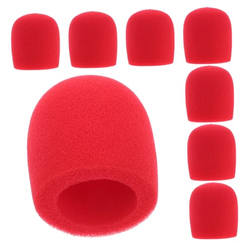 Milisten 8 Fundas De Espuma Para Micrófono De Mano Rojas, Pantalla Antiviento Lavable Para Karaoke, Protección Antisalpicaduras y Filtro De Ruido Adecuado Para Estudios y Eventos Interiores