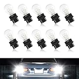 Neferta 10 PCS Auto 3157 Halogen Brake Light Bulb, 12V 21/5W Dual Contact Compact Stable Filament Shockproof Mini Quartz Glass Bulb, Plug-in Standard Bulb Replacement, Universal for Cars (White)