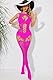 BEINF Damen Fischernetz Bodystockings Sexy Netz Dessous Unterwäsche One Size Cut-Out Hohler Babydoll Bodysuit Nachtwäsche Strumpfhose Rosa