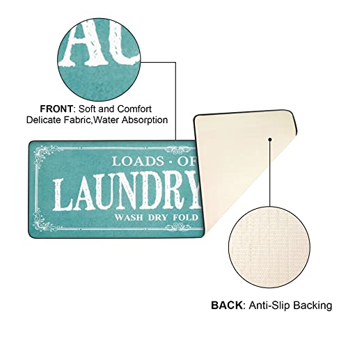 Romamigo Laundry Room Rug Runner Non Slip Laundry Mats Mudroom Runner Farmhouse Kitchen Floor Mat Bathroom Laundry Room Decor Accessories(Teal, 2' X 6') #TOP4