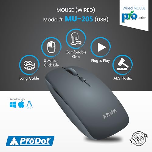 Image of ProDot High-Performance Wired Multimedia Chicklet Keyboard, Mouse & USB Hub Set for Laptop, PC, Game and Office Work (Black)
