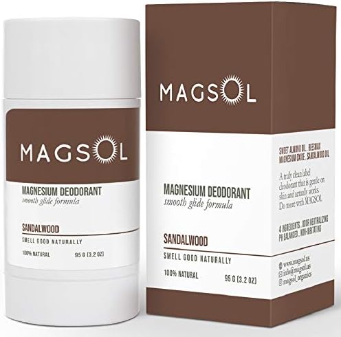 MAGSOL Aluminum Free Deodorant for Men - Natural Deodorant for Women with 4 Total Ingredients, No Baking Soda (Sandalwood)