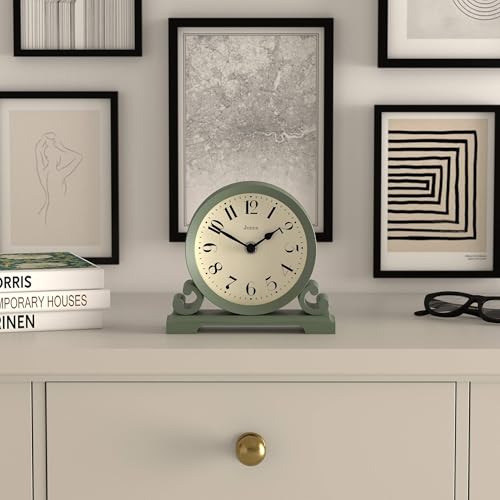Traditional Scroll Green Mantel Clock