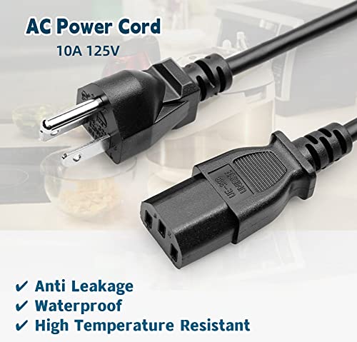 Qjin Ac Replacement Power Cord For Cloud Massage Shiatsu Foot Massager Machine, 3 Prong 10A 125V, 6 Feet #TOP1