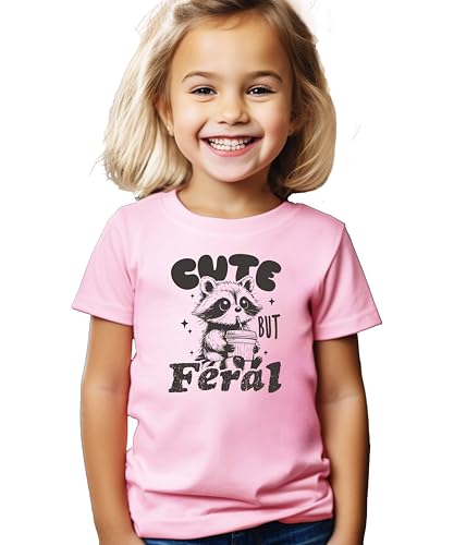 Olive Loves Apple Cute But Feral Shirt for Girls and Boys Adorable Raccoon Unisex Kids Tee2