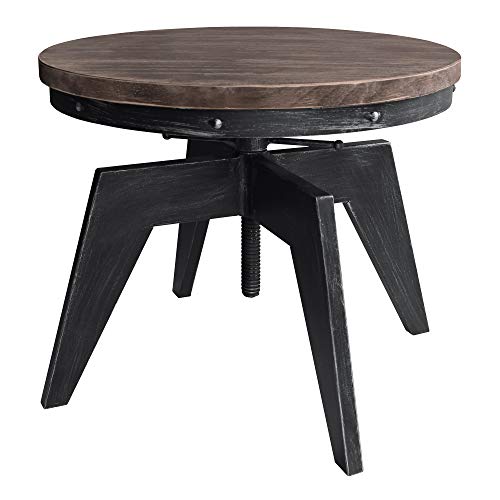 Armen Living Dayton Round Pine and Meetal Coffee Table, Industrial Gre Armen Living Dayton Round Pine and Meetal Coffee Table, Industrial Gre