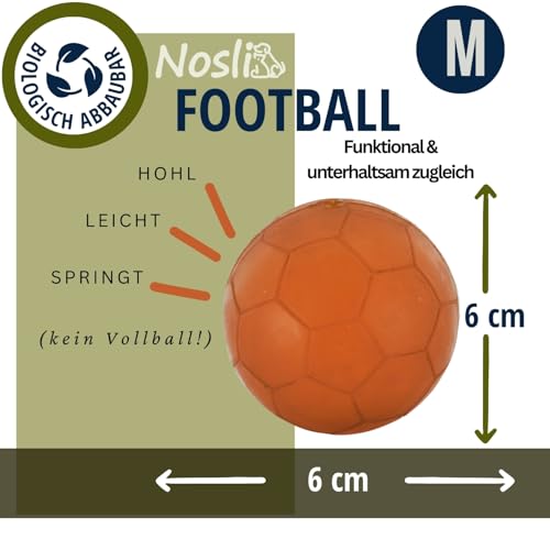 Nosli Natural Toys Football • Premium Hundeball aus 100% Naturkautschuk • Zahnpflege Kauspielzeug für Hunde • Wurfball für kleine & große Hunde • Hundespielzeug Ball • Spielball (M)