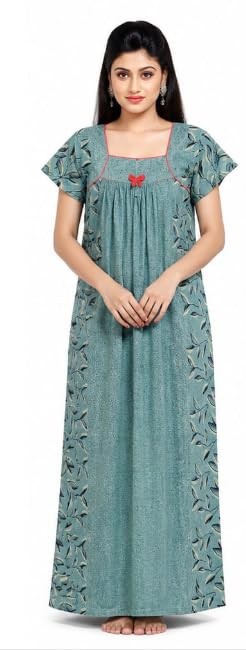 Women's Nighty Teal Floral Print Maxi Nightdress - XXL-picture-47