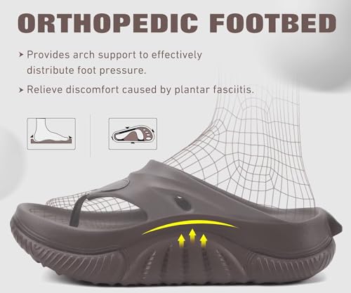 Image of COFACE Men Orthopedic Footbed Flip Flops Fabric Toe Post Beach Sandals Size 7-15