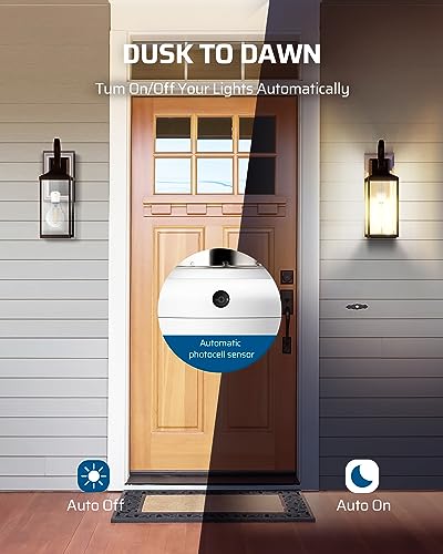 dewenwils light sensor socket e26e27 socket adapter automatic dusk to dawn double sensors for porchwall light fixtures compatible with incandescentcflledhalogen 2 pack white etl listed