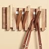 Perchero de pared LOTOFUN para entrada: estilo rústico de madera con 6 ganchos plegables, montaje de 10.4 pulgadas, colgador minimalista tipo piano para apartamento, oficina, espacios pequeños, para toalla, mochila, chaqueta 2