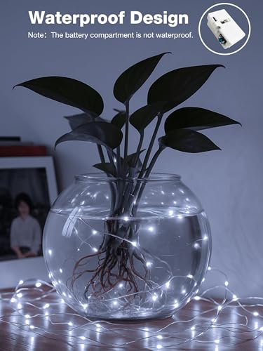 Image of 6Pack Fairy Lights with Timer, 7ft 20 LED Twinkle Light Battery Operated 3 Modes, Mini String Lights for Christmas Trees Wreath Party DIY Mason Jars Bottles Decor, Cold White