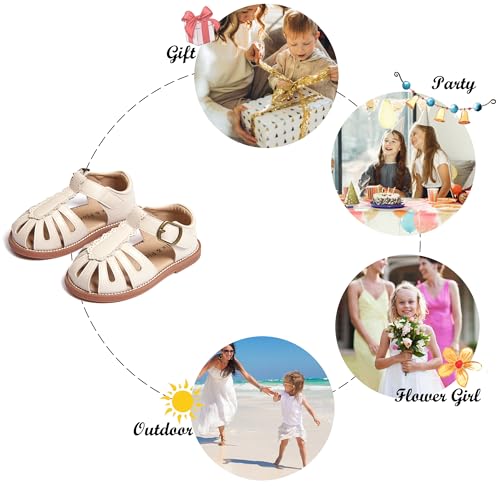 Image of Felix & Flora Toddler Girls Sandals Soft Rubber Princess Flat Shoes Flower Girl Shoes