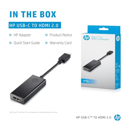 HP Adattatore da USB-C a HDMI 2.0, Compatibile con PC HP Pavilion dotati di porta USB-C, Nero - 4