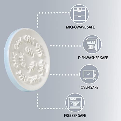 Slow Feeder Cat Bowl With Stand, Raised Cat Bowls For Slow Eating, Ceramic Elevated Slow Feed Cat Bowls, Pet Bowl For Cat And Dog, Cat Puzzle Feeder For Healthy Eating Diet,Blue #TOP4