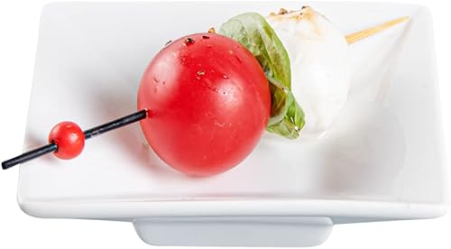 Miniatura 80 de Restaurantware -10 platos blancos pequeños cuadrados, mini platos de 3 pulgadas, para aperitivos, aptos para microondas, apto para horno, plato