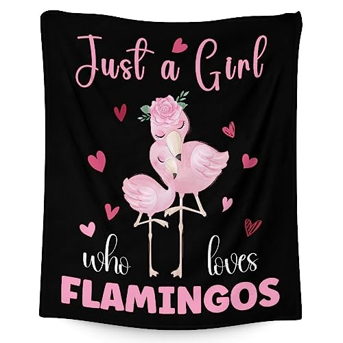 Flamingo Blanket Gifts - 50x60 Inches Cute Throw for Women & Girls - Black Soft Fuzzy Blankets for Bed, Couch & Living Room