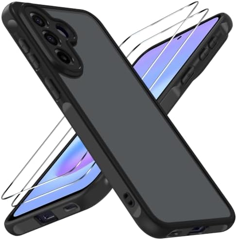 ivoler Matt Schwarz Hülle für Samsung Galaxy A57 5G mit 2 Stück Panzer Schutz Glas, [Militärstandard] Stoßfest Handyhülle Kratzfest Hard PC Rückseite Anti-Fingerabdruck Dünn Bumper