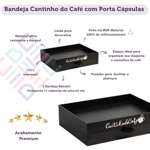 Porta capsula bandeja cantinho do café decorativa suporte 24 cápsulas compatível com d0lce gust0 org