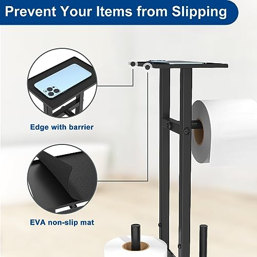 susswiff Portarrollos de Acero Inoxidable de pie con escobilla de baño - Portarrollos de Papel higiénico con Caja de toallitas húmedas - imagen 4