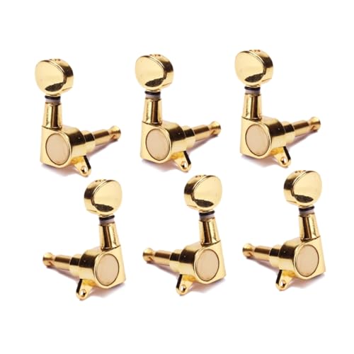 VANZACK 6Pcs Plated Tuning Pegs for Electric Acoustic Guitar Machine Heads with Ferrules Threaded Bushings Screws Essential Replacement for Guitar Accessories