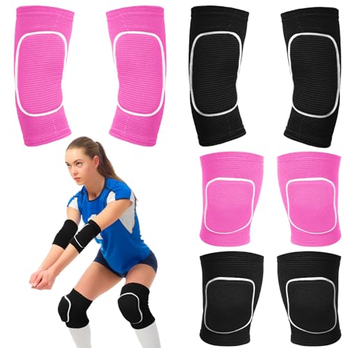 Sosation 2 Set Volleyball Elbow Pads and Knee Arm Sleeves,Black Pink