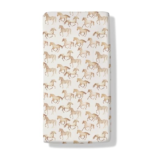 Watercolor Horse Baby Boys Girls Crib Sheets Vintage Wild Horses Toddler Bed Sheets Western Cowboy Wild Desert Animals Fitted Crib Mattress Cover for...