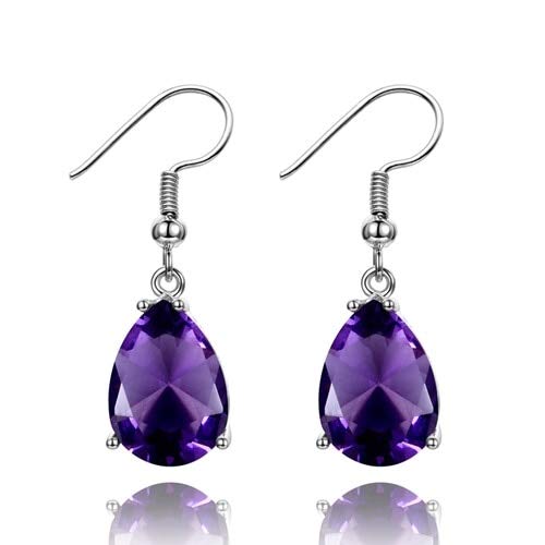 LSLYTQ 100% Solid 925 Water Drop Aquamarine Dangle Earrings For Women Girl's Party Anniversary Wedding Jewelry Gifts