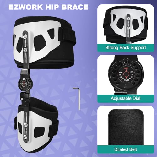 EZWORK Hip Brace for Women and Men, Support Abduction ROM Post Op Adjustable Hip Brace for Sciatica Pain Relief Protector Stabilizer for Joint Pain