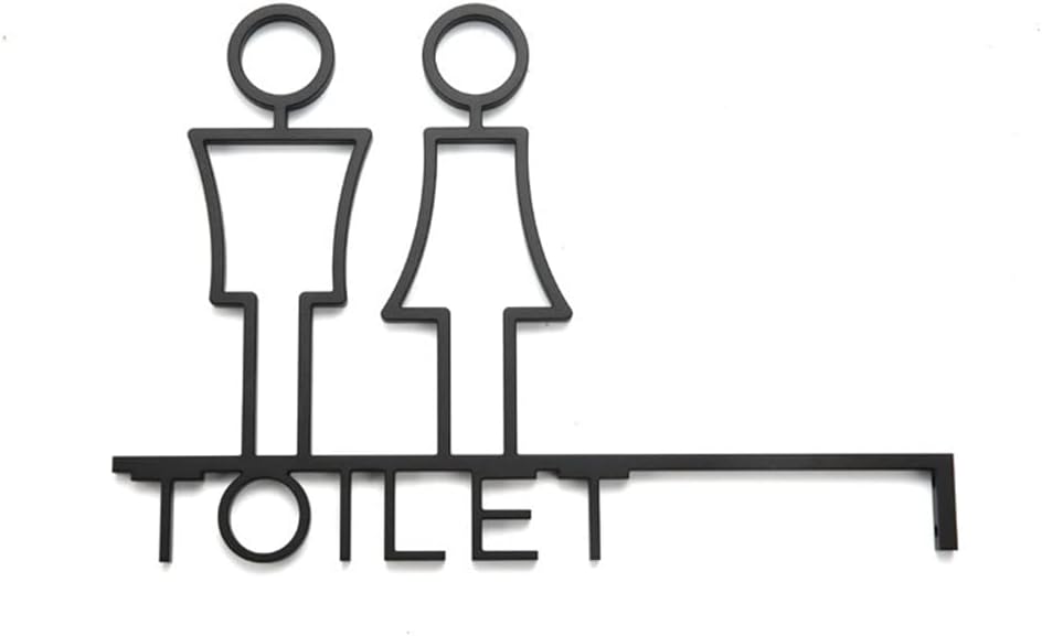 Men's and Women's Toilet Sign, Washroom Men's and Women's Washroom Wc Side Hanging Side Sign Guide Sign-29.8x14.3cm Toilet Guide Sign Scenic Shopping Mall Visual Guide Sign ( Color : Black , Size : 29