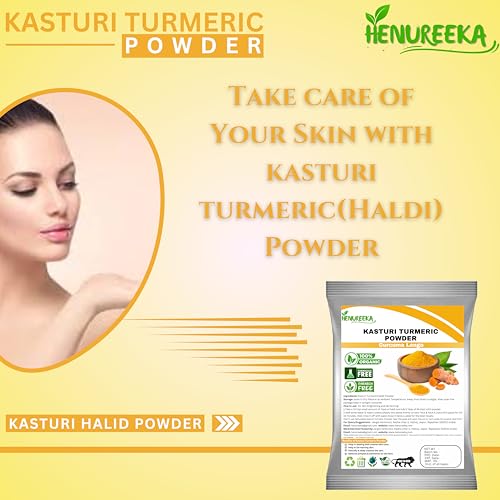 Image of Kasturi Turmeric Powder (Curcuma Longo) 100% Organic, Chemical-Free, and Paraben-Free Skin Brightening & De-Tanning Natural Beauty Care (100g)