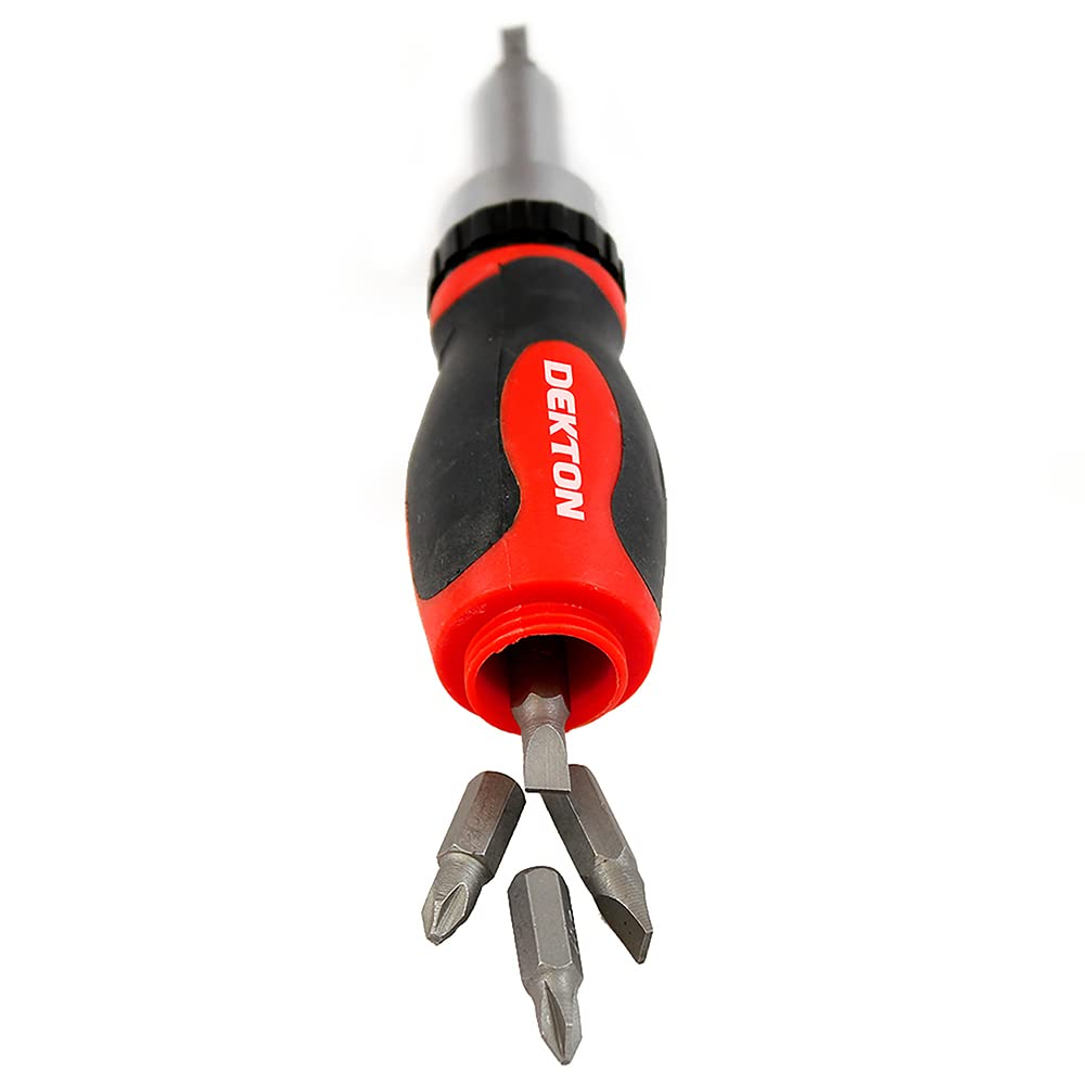 Dekton Ratchet Screwdriver Set-Screwdriver with 3 Way Ratchet, Black/Red - Image 3
