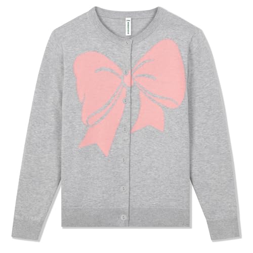 Image of BOBOYOYO Girls Cute Cardigan Cotton Girls Button Up Sweater Knit Jacket | Long Sleeve Crew Neck Kawaii Clothes for Casual School Wear