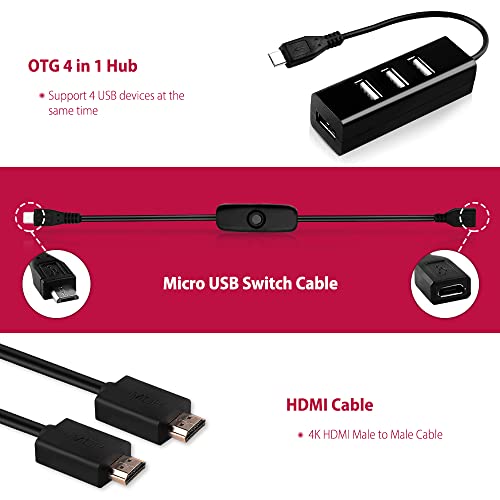 GeeekPi Raspberry Pi Zero 2 W Starter Kit with RPi Zero 2 W Case, 32GB SD Card Preloaded OS, QC3.0 Power Supply, 20 Pin Header, Micro USB to OTG Adapter, HDMI Cable, Heatsink, ON/Off Switch Cable