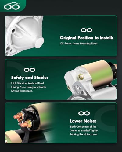Image of SCITOO Starter Motor SMT0261 17931N 2004-2009 for Mitsubishi Eclipse Galant Lancer Outfor Lander ‎1.4 KW /12 Volt CW 8-Tooth Pinion
