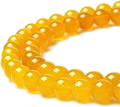 MJDCB 7A Round Natural Yellow Agate Beads Stone Loose Beads for Necklace Bracelet Charms Jewelry Making 15" (4mm)