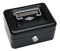 Wedo 145121X Geldkassette (aus pulverbeschichtetem Stahl, versenkbarer Griff, 4 -Fächer-Münzeinsatz, Sicherheits-Zylinderschloss, 15,2 x 11,5 x 8,0 cm) schwarz