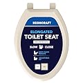 HIGHCRAFT Premium Elongated Toilet Seat with Slow-Close Design, Adjustable Hinges & Quick Removal Mechanism - Molded Plastic Toilet Seat - Fits Standard Elongated Toilets - Oval Seat in Bone/Beige