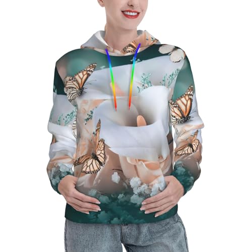Sweat à capuche fleurs et papillons idéal pour vos sorties d'automne