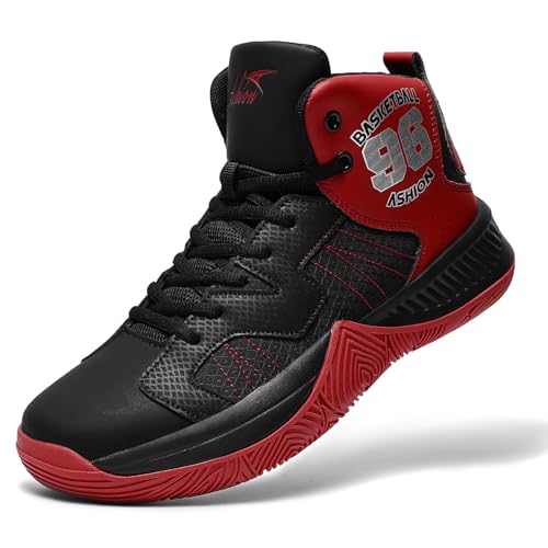 ASHION Mens Basketball Shoes High Top Streetball Lightweight Outdoor Sneakers Cushioning Shoes for Sport Athletic Fitness