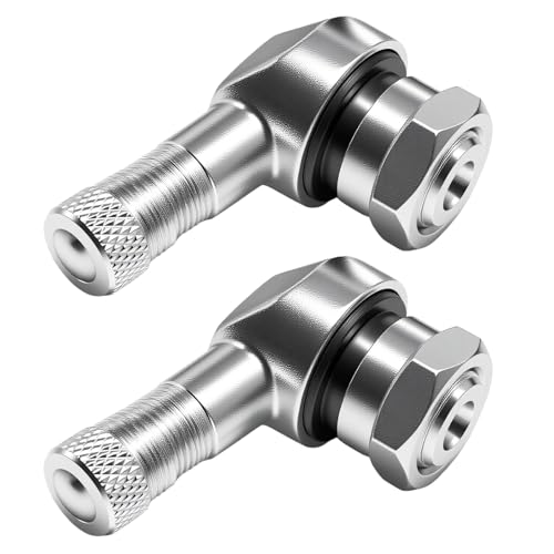 2 Stück Motorrad Winkelventil 90 Grad, Alu Eckventil Silber Set
